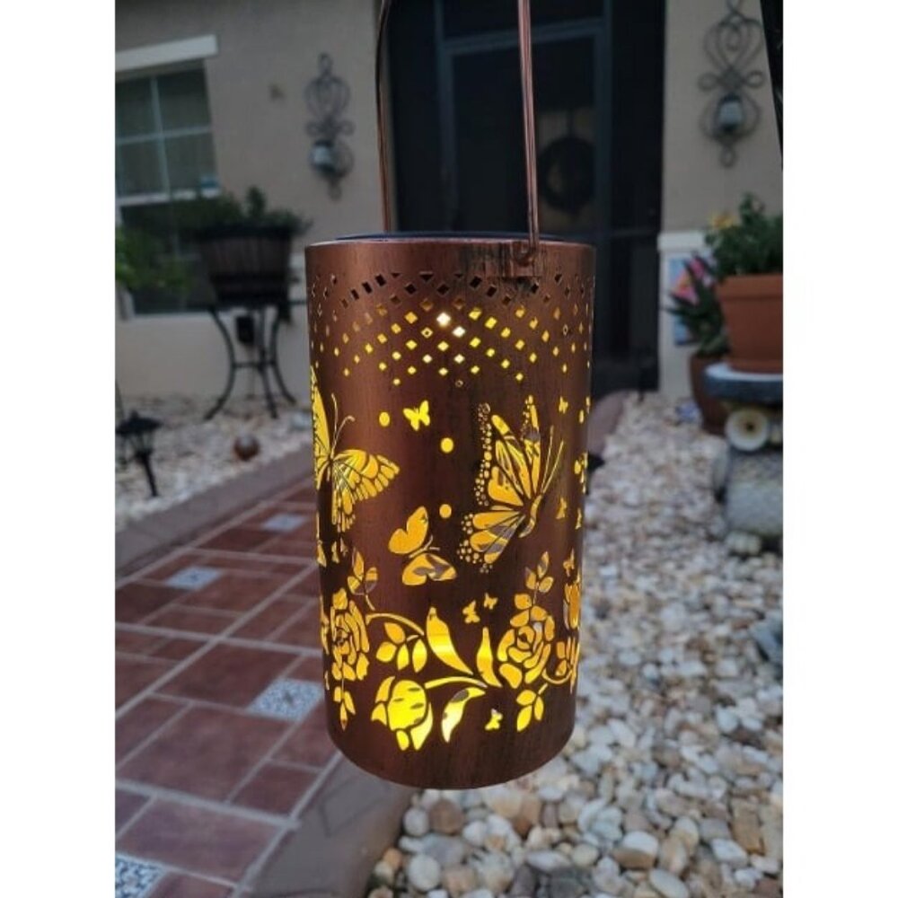 Solar Lantern Lights Outdoor Hanging Metal Decor Lanterns-Waterproof LED